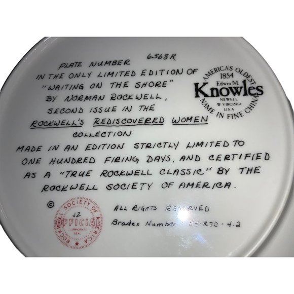 Norman Rockwell Plate "Waiting on the Shore" Knowles Fine China - Picture 7 of 10
